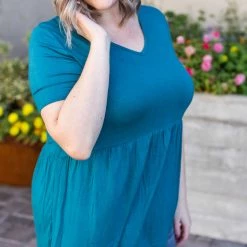 Michelle Mae Sarah Ruffle Top - Teal Blue