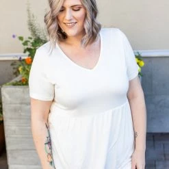 Michelle Mae Sarah Ruffle Top - Ivory SHORT SLEEVES