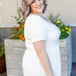 Michelle Mae Sarah Ruffle Top - Ivory SHORT SLEEVES