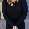 Michelle Mae LONG SLEEVES Harper Long Sleeve Henley - Black