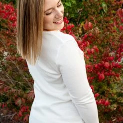 Michelle Mae Harper Long Sleeve Henley - White LONG SLEEVES