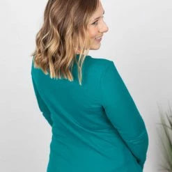 Michelle Mae LONG SLEEVES Harper Long Sleeve Henley - Teal