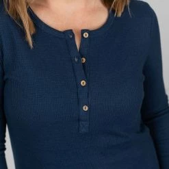 Michelle Mae Harper Long Sleeve Henley - Navy