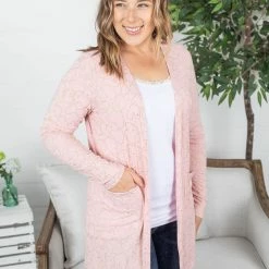 Michelle Mae LONG SLEEVES Rachel Ribbed Cardigan - Gold Hearts