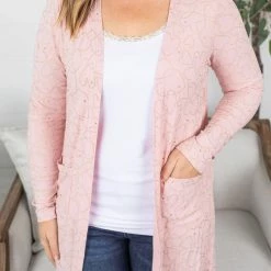 Michelle Mae LONG SLEEVES Rachel Ribbed Cardigan - Gold Hearts