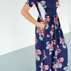 Deals ✔️ Rogue Society Apparel® Navy Floral Maxi With Nursing Option SHORT SLEEVES 😀 24 Rogue Society Apparel® Navy Floral Maxi With Nursing Option SHORT SLEEVES
