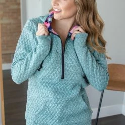 Rogue Society Apparel® Quilted Pullover | Mint Floral