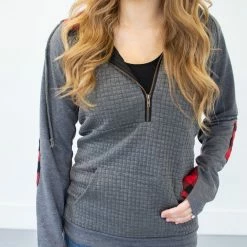 Rogue Society Apparel® Buffalo Plaid Single Hood Half Zip Hoodie