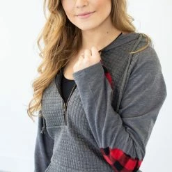 Rogue Society Apparel® Buffalo Plaid Single Hood Half Zip Hoodie