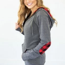 Rogue Society Apparel® Buffalo Plaid Single Hood Half Zip Hoodie