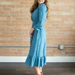 Rogue Society Apparel® Blue Polka Dot Midi Dress BOTTOMS