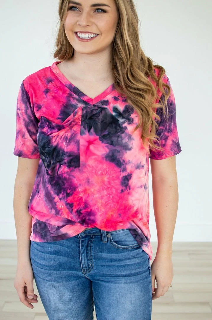 Promo 😉 Rogue Society Apparel® SHORT SLEEVES Slouchy Pocket Tee | Hot Pink Tie Dye 🔥 5 Rogue Society Apparel® SHORT SLEEVES Slouchy Pocket Tee | Hot Pink Tie Dye