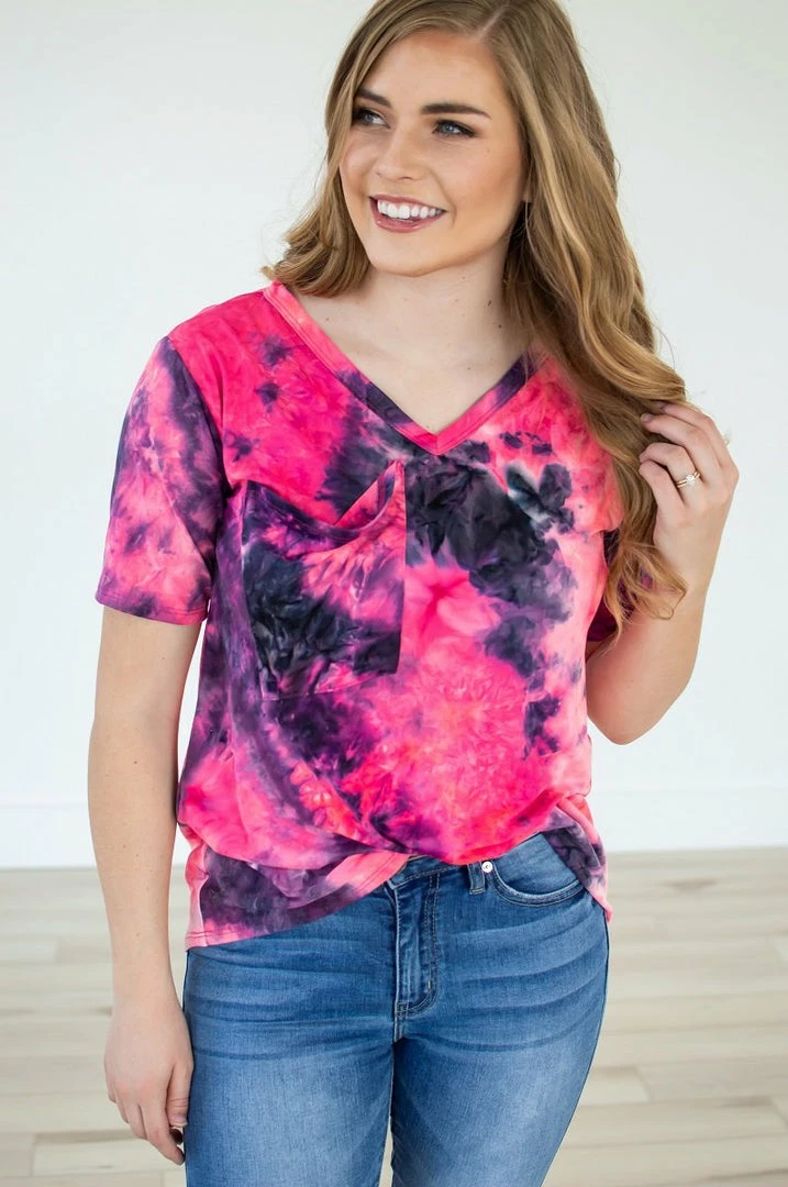 Promo 😉 Rogue Society Apparel® SHORT SLEEVES Slouchy Pocket Tee | Hot Pink Tie Dye 🔥 1 Rogue Society Apparel® SHORT SLEEVES Slouchy Pocket Tee | Hot Pink Tie Dye