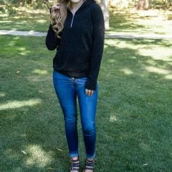 Rogue Society Apparel® LONG SLEEVES Your Time To Shine Black Shimmer Half-Zip Hoodie