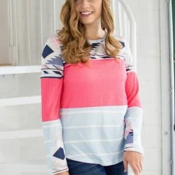 Rogue Society Apparel® Wish You Were Here Color Block Top LONG SLEEVES