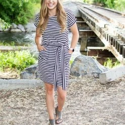 Rogue Society Apparel® Dress With Pockets | Black And White Stripes BOTTOMS