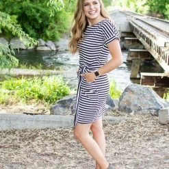 Rogue Society Apparel® Dress With Pockets | Black And White Stripes BOTTOMS