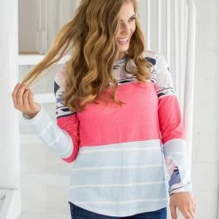 Rogue Society Apparel® Wish You Were Here Color Block Top LONG SLEEVES