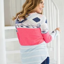 Rogue Society Apparel® Wish You Were Here Color Block Top LONG SLEEVES