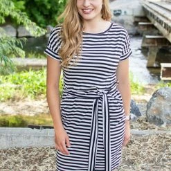 Rogue Society Apparel® Dress With Pockets | Black And White Stripes BOTTOMS