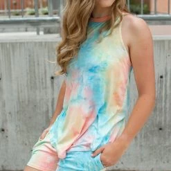 Rogue Society Apparel® Rocker Tank | Seaside Tie Dye SHORT SLEEVES