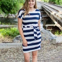 Rogue Society Apparel® BOTTOMS Dress With Pockets | Large Navy Stripes