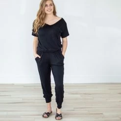 Rogue Society Apparel® SHORT SLEEVES Black V-neck Jumper