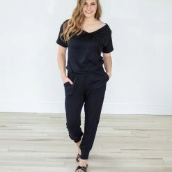 Rogue Society Apparel® SHORT SLEEVES Black V-neck Jumper