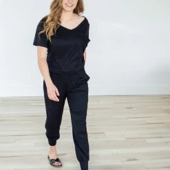 Rogue Society Apparel® SHORT SLEEVES Black V-neck Jumper