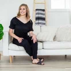 Rogue Society Apparel® SHORT SLEEVES Black V-neck Jumper