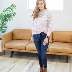 Rogue Society Apparel® LONG SLEEVES Precious Camo Crew Neck Top