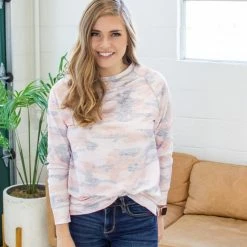 Rogue Society Apparel® LONG SLEEVES Precious Camo Crew Neck Top