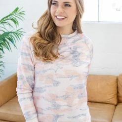 Rogue Society Apparel® LONG SLEEVES Precious Camo Crew Neck Top