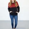 Rogue Society Apparel® Buffalo Plaid Crew Neck | Nursing Option Available! LONG SLEEVES