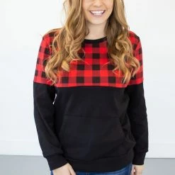 Rogue Society Apparel® Buffalo Plaid Crew Neck | Nursing Option Available! LONG SLEEVES