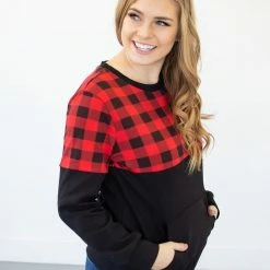 Rogue Society Apparel® Buffalo Plaid Crew Neck | Nursing Option Available! LONG SLEEVES