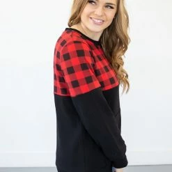 Rogue Society Apparel® Buffalo Plaid Crew Neck | Nursing Option Available! LONG SLEEVES