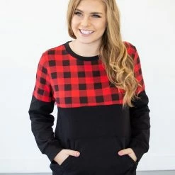 Rogue Society Apparel® Buffalo Plaid Crew Neck | Nursing Option Available! LONG SLEEVES