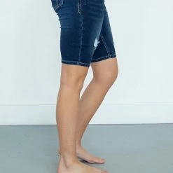 Rogue Society Apparel® BOTTOMS Brandi Bermudas | Dark Wash Light Distress