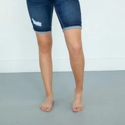 Rogue Society Apparel® BOTTOMS Brandi Bermudas | Dark Wash Light Distress