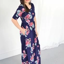 Deals ✔️ Rogue Society Apparel® Navy Floral Maxi With Nursing Option SHORT SLEEVES 😀 25 Rogue Society Apparel® Navy Floral Maxi With Nursing Option SHORT SLEEVES