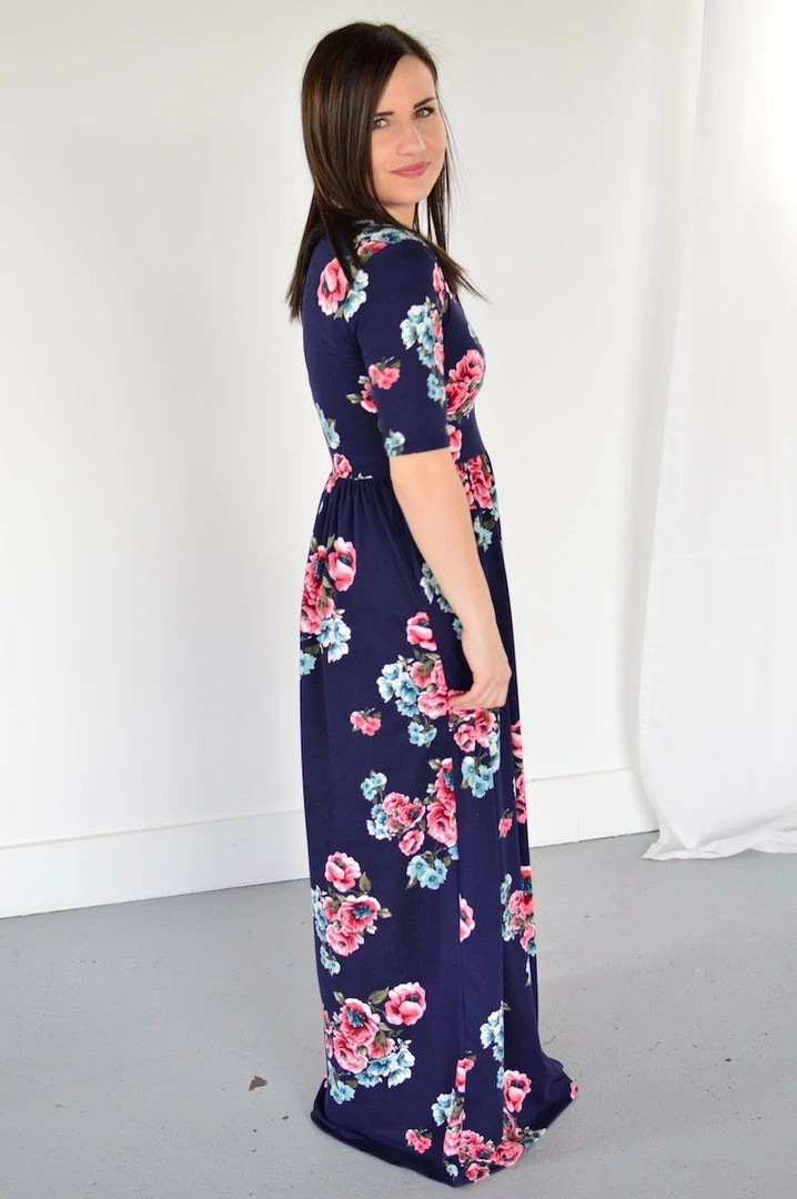 Deals ✔️ Rogue Society Apparel® Navy Floral Maxi With Nursing Option SHORT SLEEVES 😀 10 Rogue Society Apparel® Navy Floral Maxi With Nursing Option SHORT SLEEVES