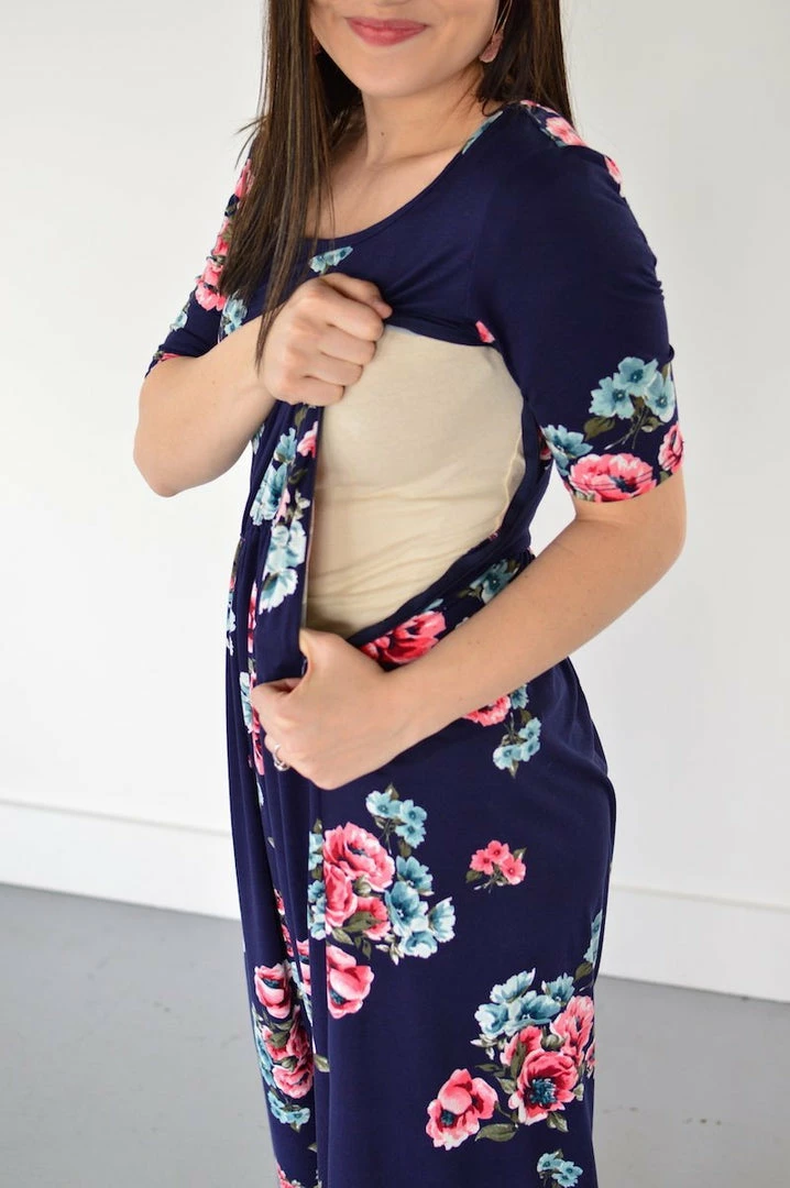 Deals ✔️ Rogue Society Apparel® Navy Floral Maxi With Nursing Option SHORT SLEEVES 😀 11 Rogue Society Apparel® Navy Floral Maxi With Nursing Option SHORT SLEEVES