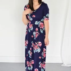 Deals ✔️ Rogue Society Apparel® Navy Floral Maxi With Nursing Option SHORT SLEEVES 😀 32 Rogue Society Apparel® Navy Floral Maxi With Nursing Option SHORT SLEEVES