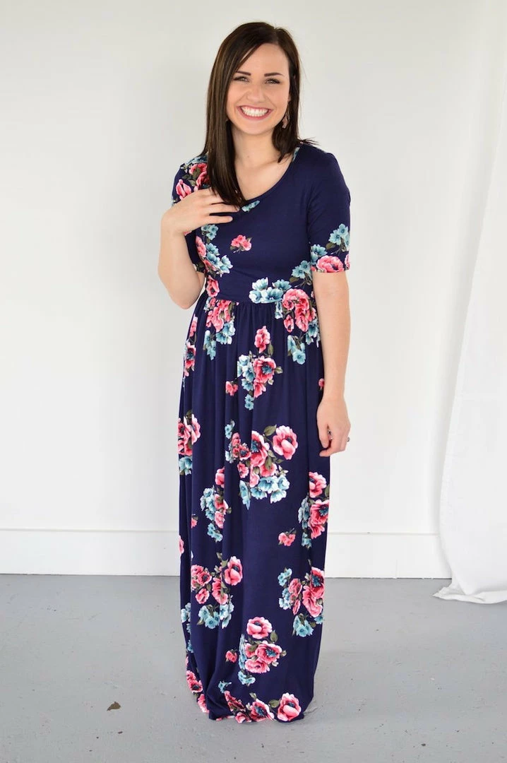 Deals ✔️ Rogue Society Apparel® Navy Floral Maxi With Nursing Option SHORT SLEEVES 😀 14 Rogue Society Apparel® Navy Floral Maxi With Nursing Option SHORT SLEEVES