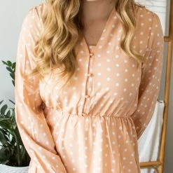 Rogue Society Apparel® BOTTOMS Midi Dress | Peach Polka Dot