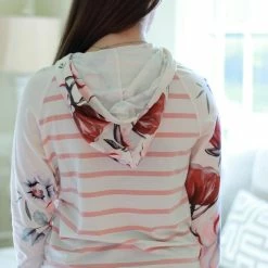 Rogue Society Apparel® Floral And Striped Pullover Hoodie