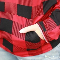 Rogue Society Apparel® Sadie Kangaroo Top | Red Buffalo Plaid LONG SLEEVES