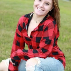 Rogue Society Apparel® Sadie Kangaroo Top | Red Buffalo Plaid LONG SLEEVES