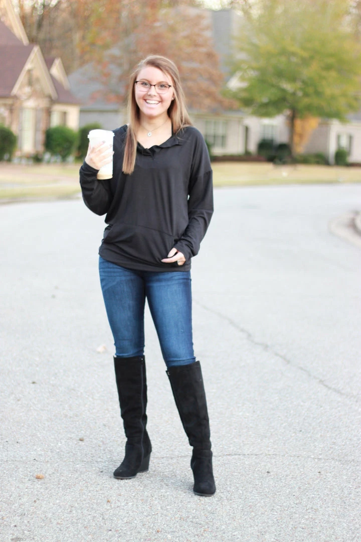 Cheapest 🧨 Rogue Society Apparel® LONG SLEEVES Sadie Kangaroo Top | Black 😀 2 Rogue Society Apparel® LONG SLEEVES Sadie Kangaroo Top | Black